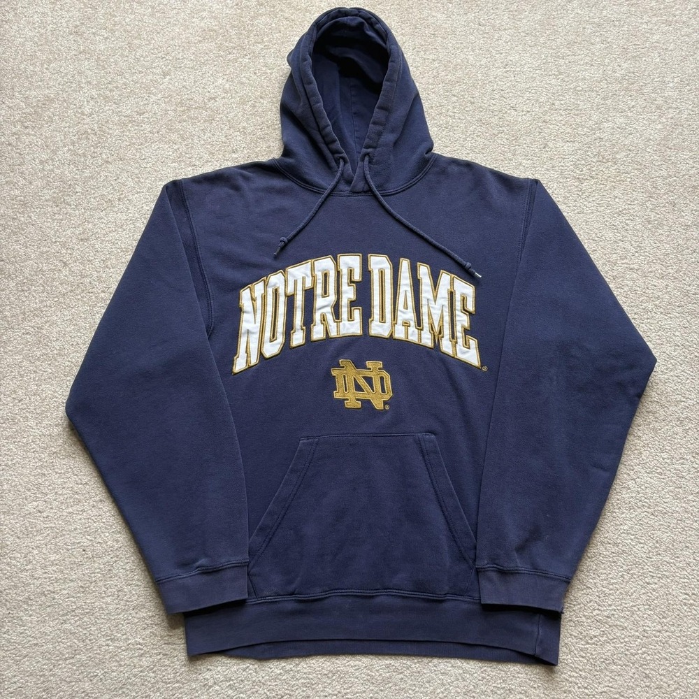 Notre Dame Fighting Irish Hoodie Medium Blue NCAA Football Reebok Sweatshirt‎